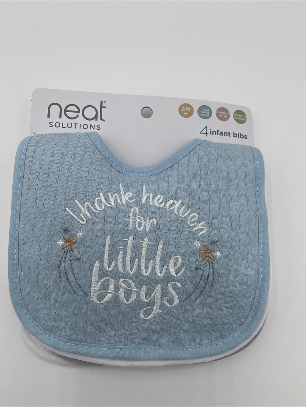Neat Solutions Blue Infant Bibs - 4 Pack (Thank Heaven for Little Boys)